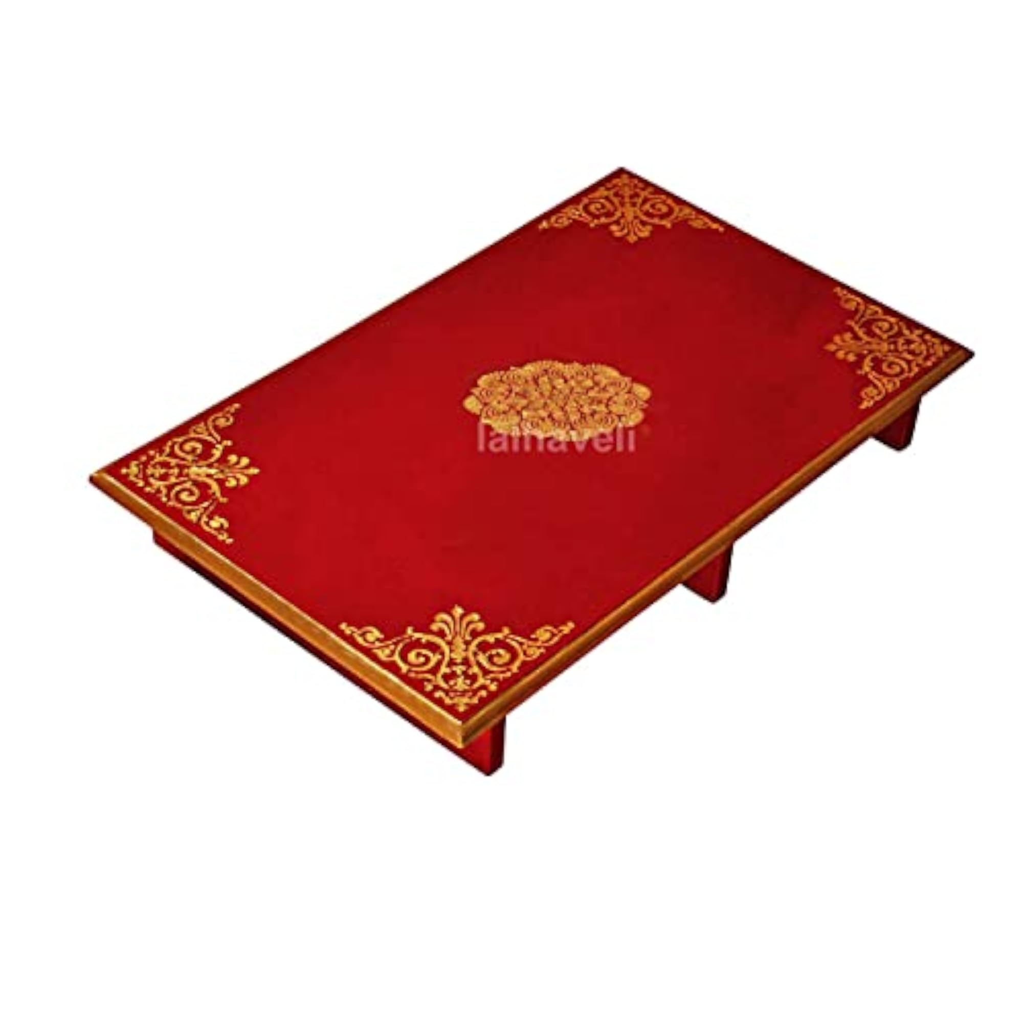 Decorative Hand Painted Stools Red Wooden Chowki